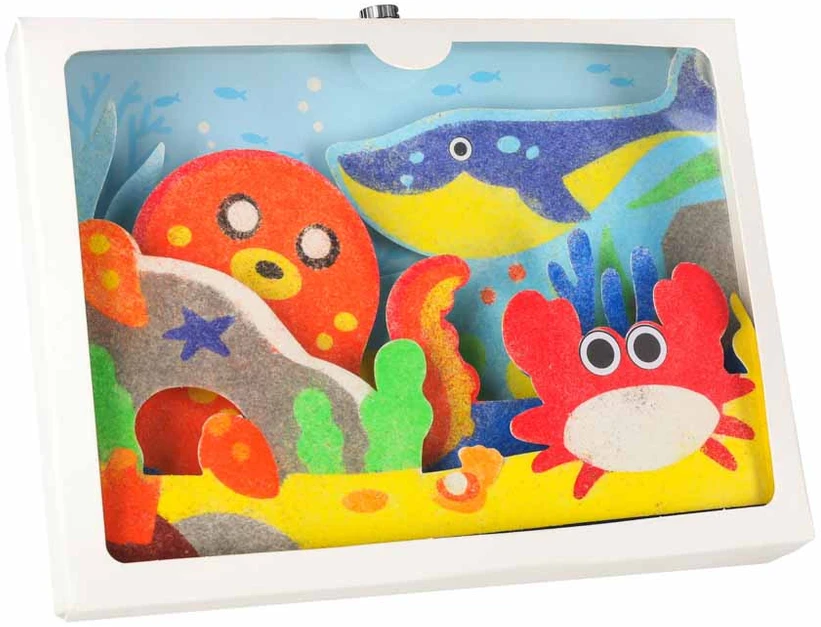 Smėlio tapybos rinkinys „Jūros gyvūnai“ 3D su LED apšvietimu, 20 × 15 × 8 cm