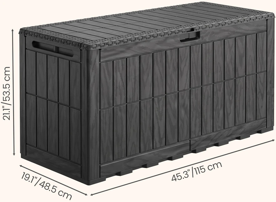 Sodo daiktadėžė 270 l, medžio imitacijos, juoda, 115 x 48,5 x 53,5 cm