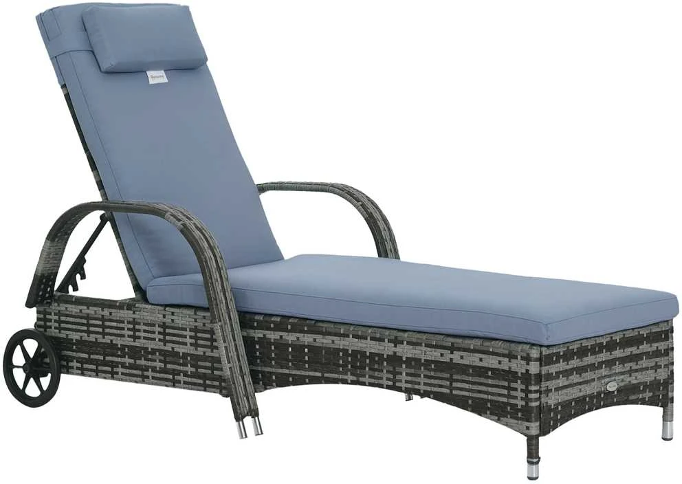 Outsunny sodo gultas, poliratanas ir metalas, pilkas, 200x73x30-103 cm