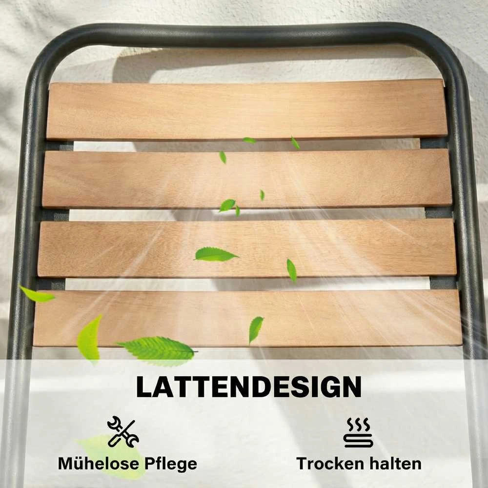 Sodo kėdė natūrali mediena/juoda 2 vnt.