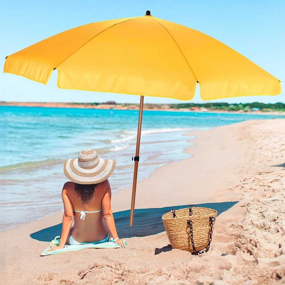 Ambiance Sodo Parasol 200 cm - Geltonas, reguliuojamo aukščio, stabilus