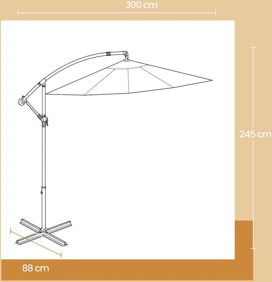 Songmics Konsolinis skėtis, 300 cm d, su stovu