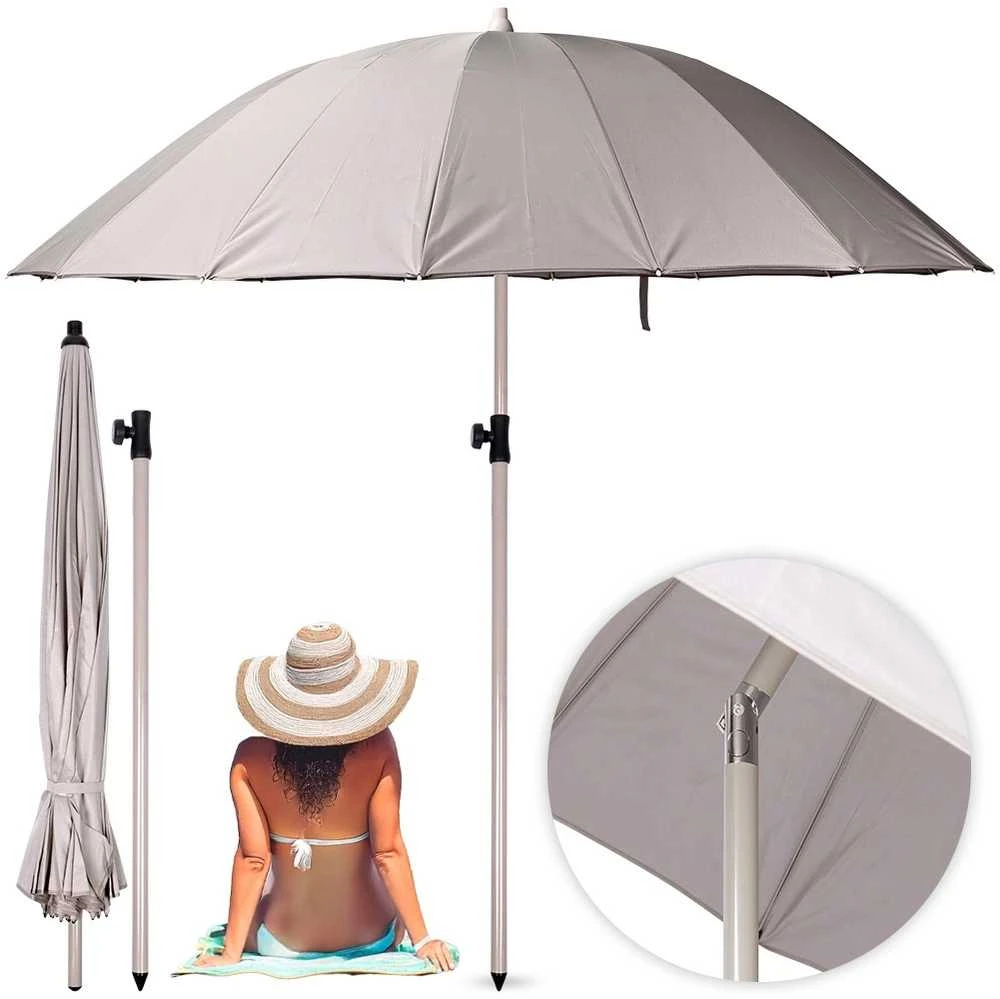 Probeach Sodo Parasolė Reguliuojama 190 cm Pilka