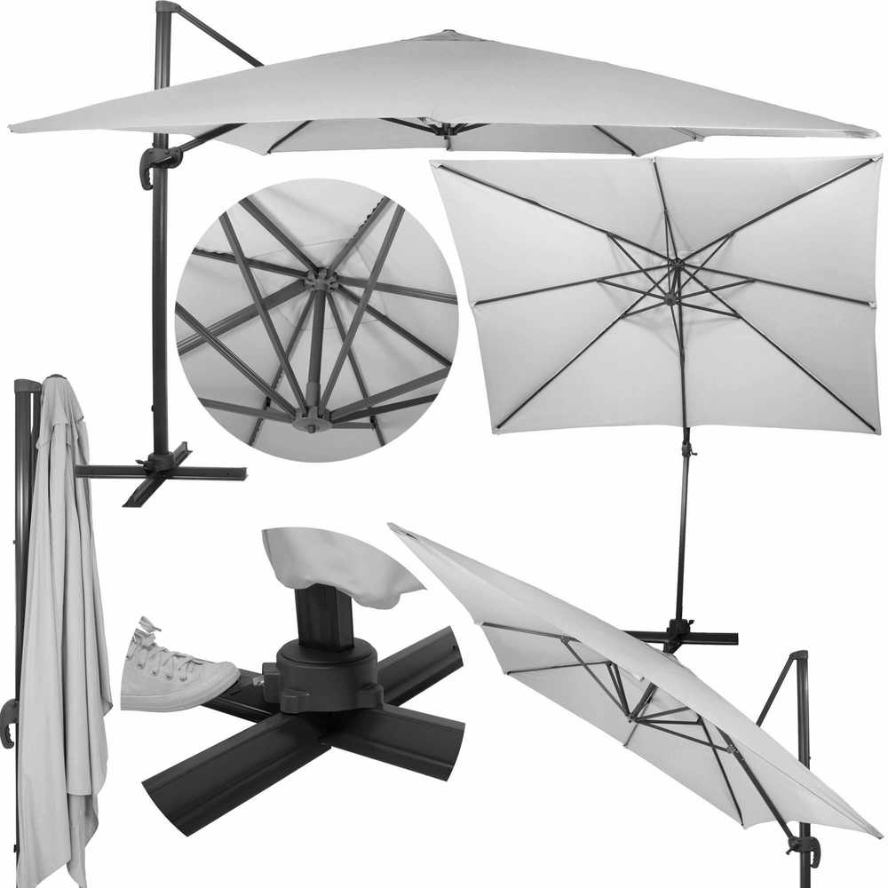 Sodo skėtis Springos GU0048 su uždangalu, 500 cm, kabantis, šviesiai pilkas