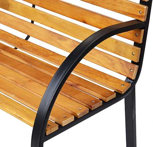 Outsunny sodo suoliukas parko suoliukas 2 vietų plienas+pušies mediena natūralus P122 x G60 x A83 cm