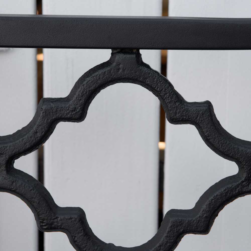 „Outsunny“ dvivietis sodo suoliukas, elegantiškas metalinis parko suoliukas, iki 240 kg, su atlošu ir porankiais, ketaus, juodas, 128x58,5x89 cm