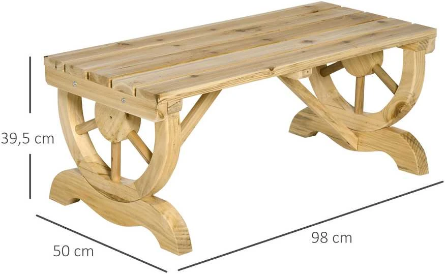 Outsunny sodo suoliukas, medinis, atsparus oro sąlygoms, kaimiško stiliaus, natūralios spalvos, 98 x 50 x 39,5 cm