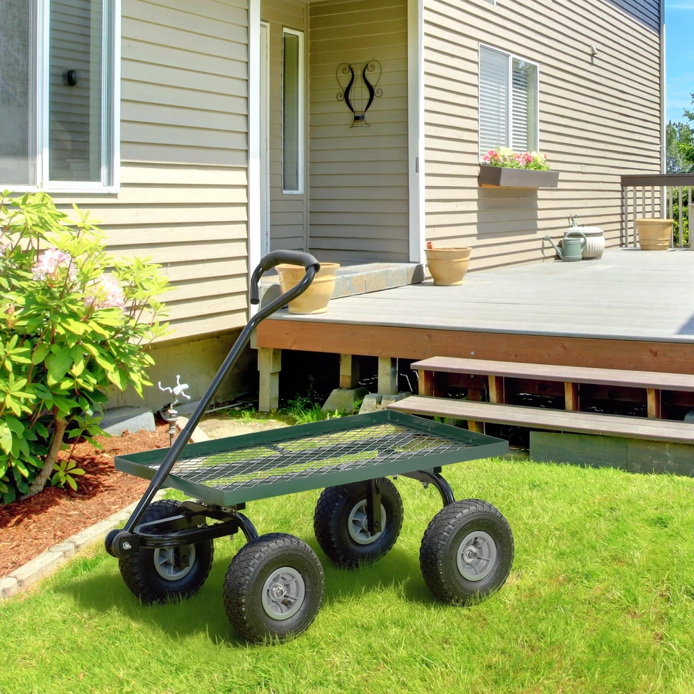 Sodo transportavimo vežimėlis iki 150 kg, žalias ir juodas, 94 × 48,5 × 100 cm