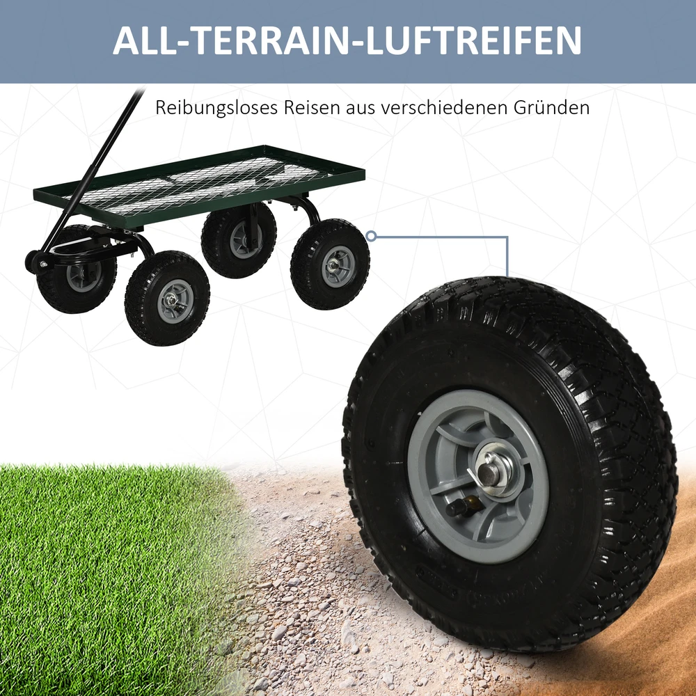 Sodo transportavimo vežimėlis iki 150 kg, žalias ir juodas, 94 × 48,5 × 100 cm