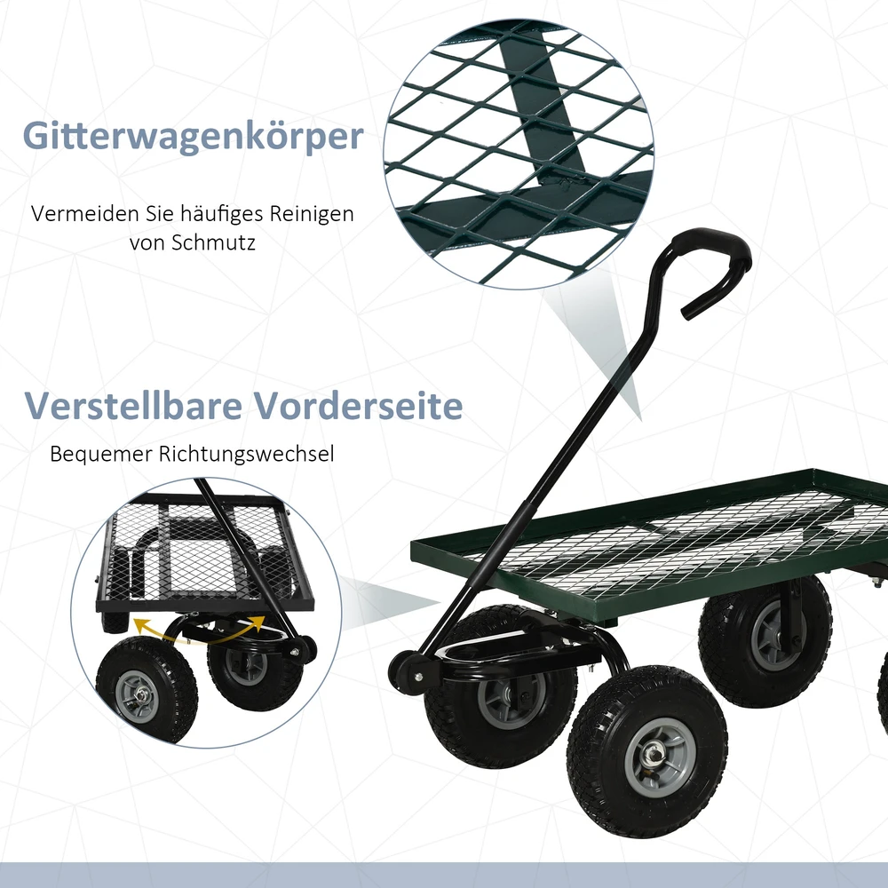 Sodo transportavimo vežimėlis iki 150 kg, žalias ir juodas, 94 × 48,5 × 100 cm