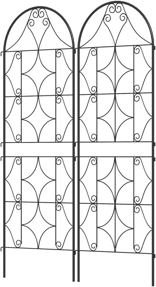 Outsunny metalinė grotelė vijokliniams augalams, 2 vnt. rinkinys, įsmeigiama, nerūdijanti, 50x150 cm, sodo grotelės kambariniams augalams, pomidorams, daržovėms ir gėlėms, juoda