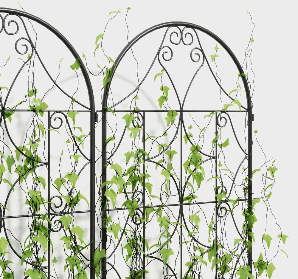 Outsunny metalinė grotelė vijokliniams augalams, 2 vnt. rinkinys, įsmeigiama, nerūdijanti, 50x150 cm, sodo grotelės kambariniams augalams, pomidorams, daržovėms ir gėlėms, juoda