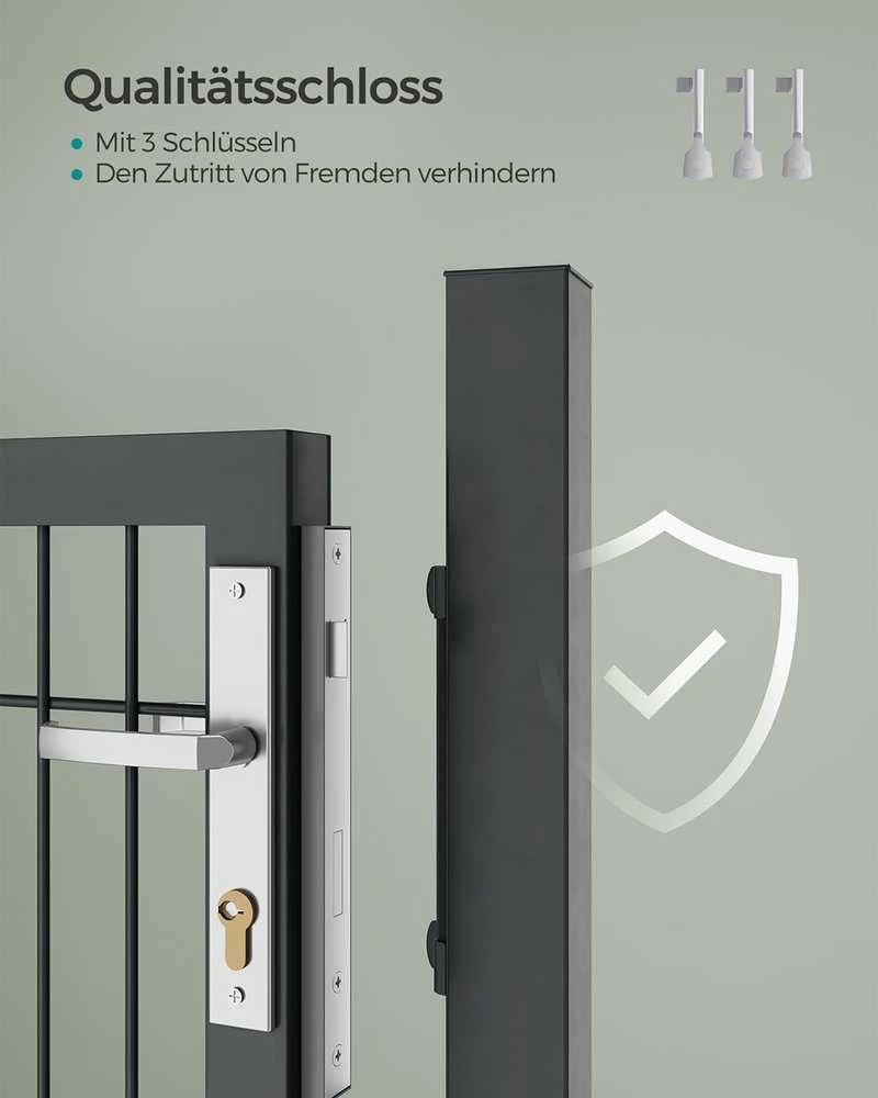 Songmics Sodo vartai 106 x 125 cm (D x V), pagaminti iš cinkuoto plieno