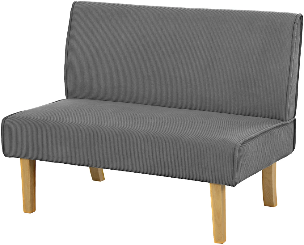 HOMCOM 2-vietė sofa, sofa su velveto optika, medinės kojelės, paminkštinta sofa, dvivietė sofa miegamajam, svetainei, 110 x 62 x 85 cm, pilka