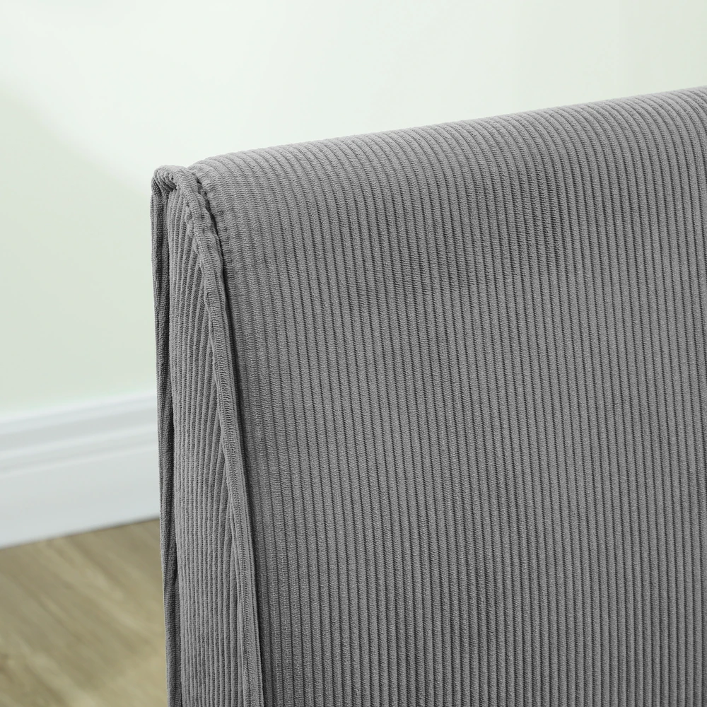 HOMCOM 2-vietė sofa, sofa su velveto optika, medinės kojelės, paminkštinta sofa, dvivietė sofa miegamajam, svetainei, 110 x 62 x 85 cm, pilka