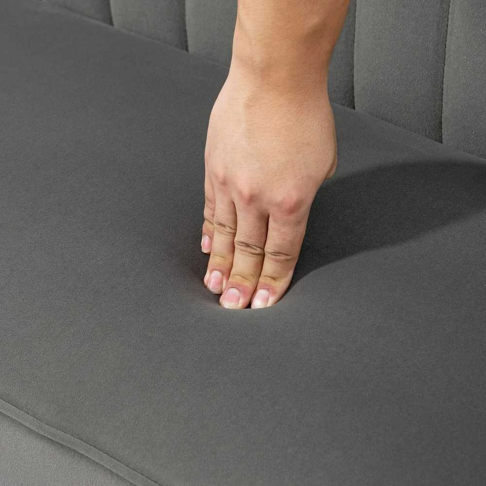HOMCOM 2-vietė sofa, dvivietis suolo tipo krėslas, linų audinio išvaizda, medinės kojelės, iki 150 kg, tamsiai pilka, 117 x 56,5 x 77 cm