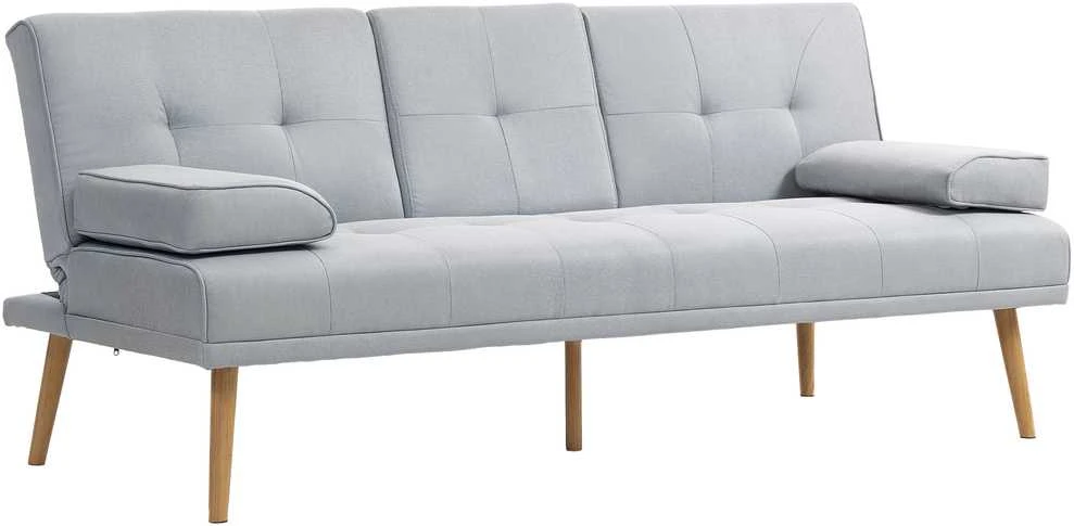 HOMCOM išskleidžiama sofa, patogi sofa-lova, 3 vietų, sofos lova, linas, šviesiai pilka, 181x77x72 cm