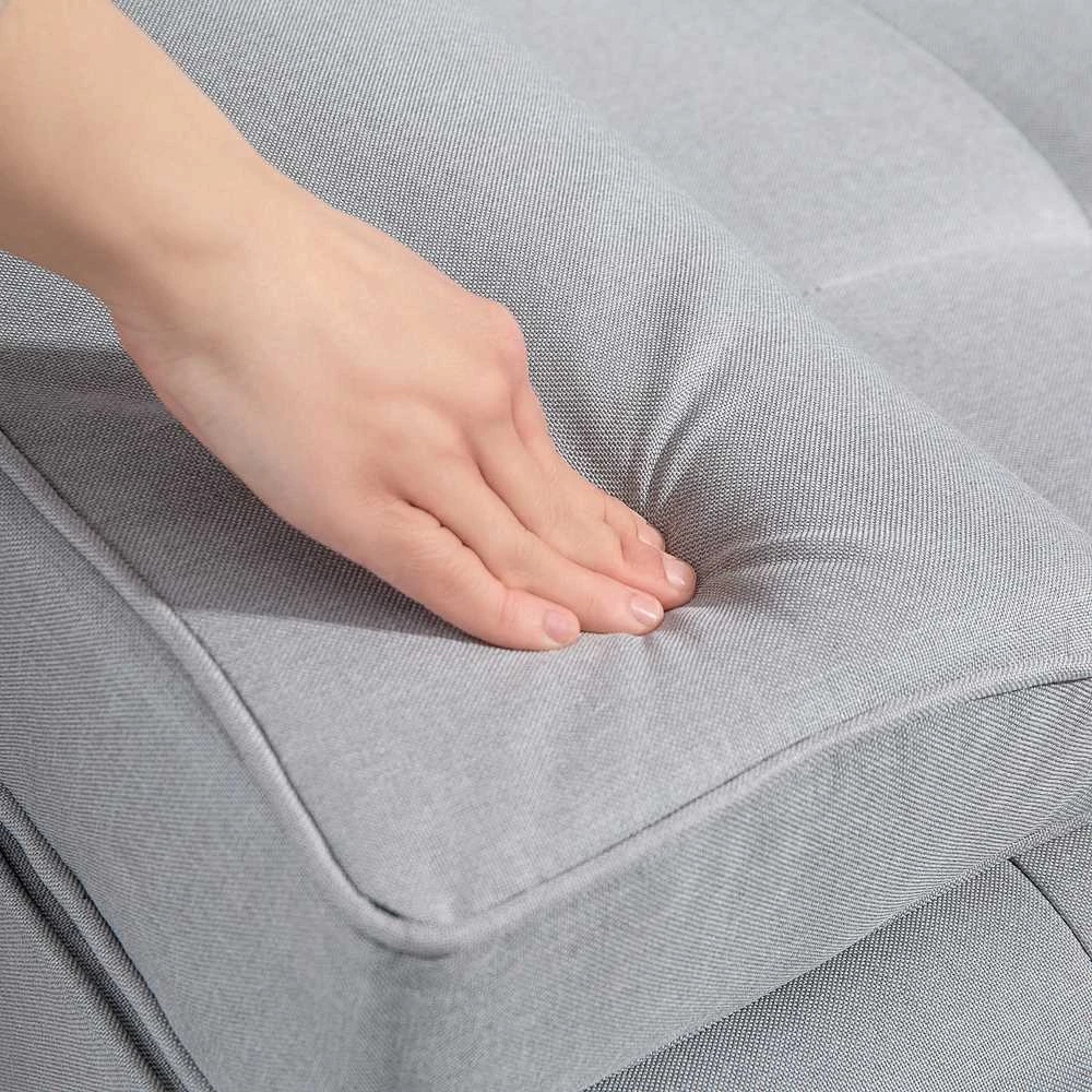 HOMCOM išskleidžiama sofa, patogi sofa-lova, 3 vietų, sofos lova, linas, šviesiai pilka, 181x77x72 cm