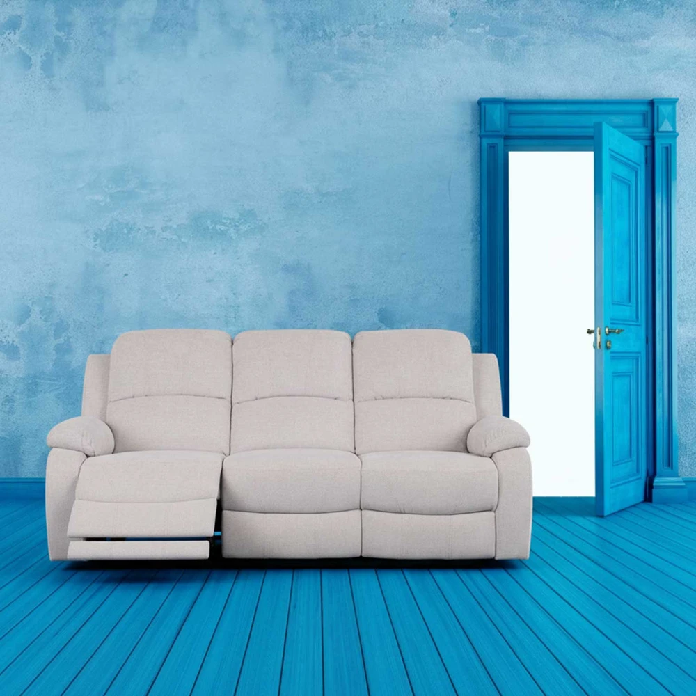 Home4You Trivietė atlošiama sofa FELICIA su elektriniu mechanizmu, natūrali balta