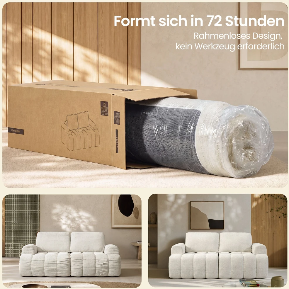 Songmics Sofa be rėmo, modulinė, balta, 176 × 92 × 85 cm
