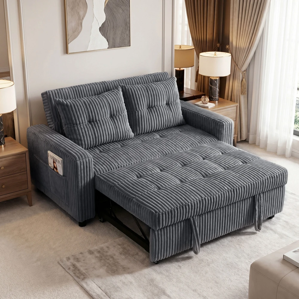 Sofa-lova „3 viename“ su reguliuojamu atlošu, tamsiai pilka, 157 × 190 cm