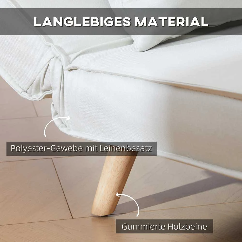 HOMCOM Sofa lova viengulė, sulankstoma sofa su reguliuojamu atlošu, šiaurietiška, lino imitacija