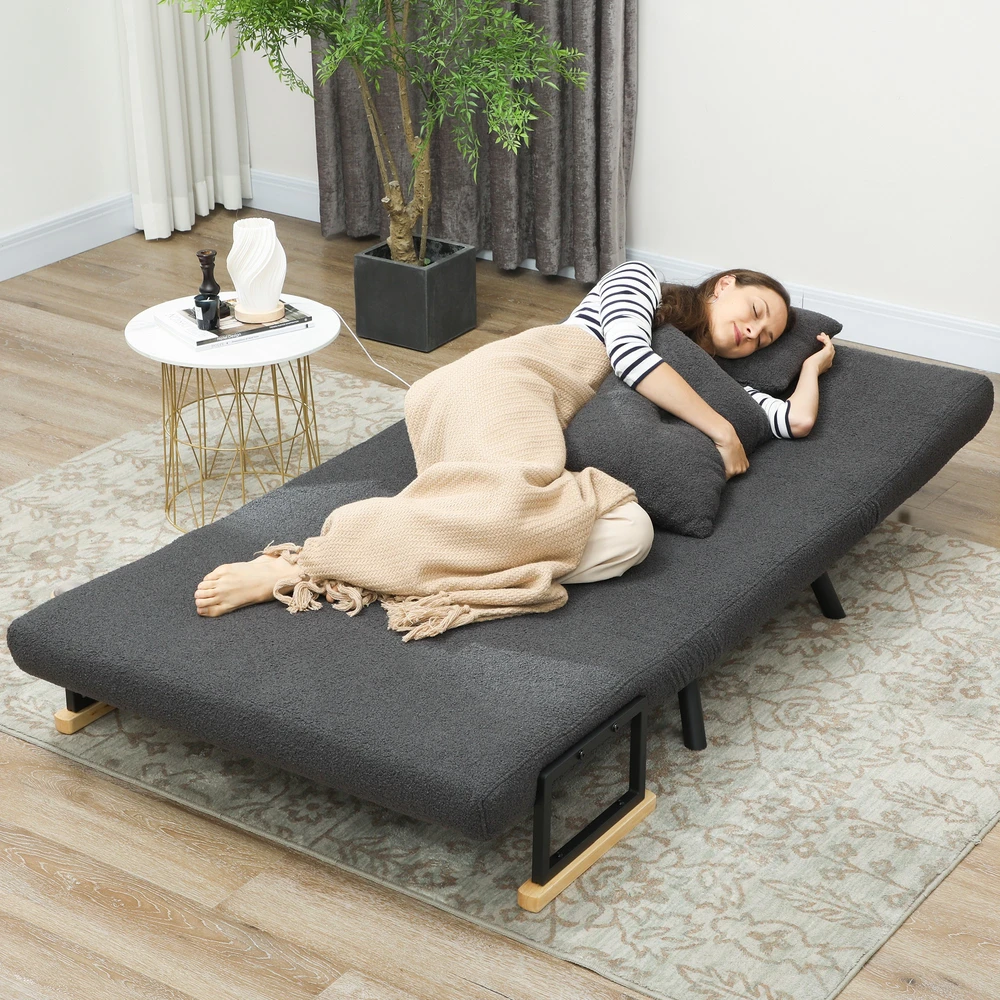 Sofa-lova su 5 padėčių reguliuojamu atlošu, tamsiai pilkas, 102 × 73 × 81 cm