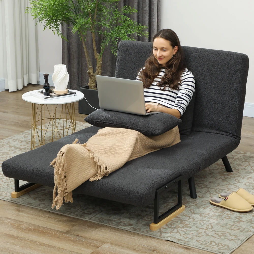 Sofa-lova su 5 padėčių reguliuojamu atlošu, tamsiai pilkas, 102 × 73 × 81 cm