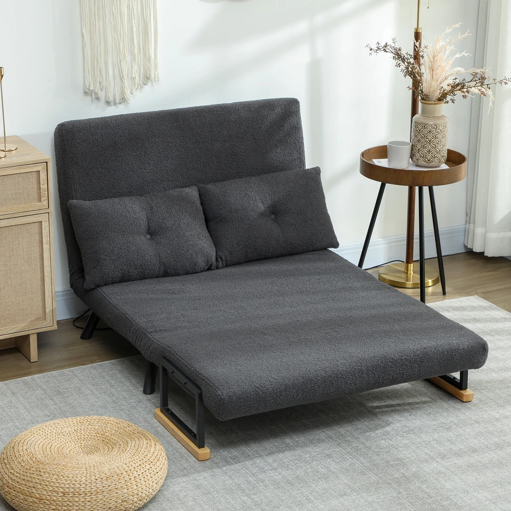 Sofa-lova su 5 padėčių reguliuojamu atlošu, tamsiai pilkas, 102 × 73 × 81 cm