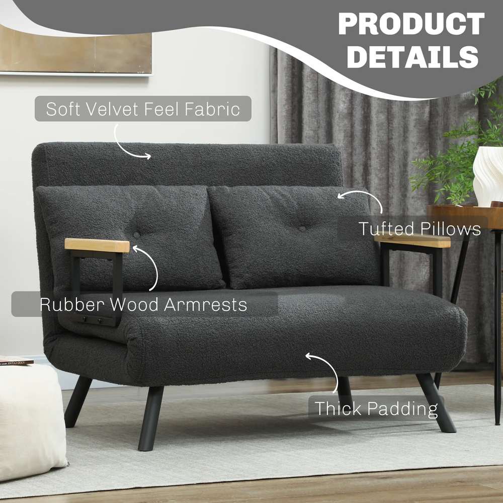 Sofa-lova su 5 padėčių reguliuojamu atlošu, tamsiai pilkas, 102 × 73 × 81 cm