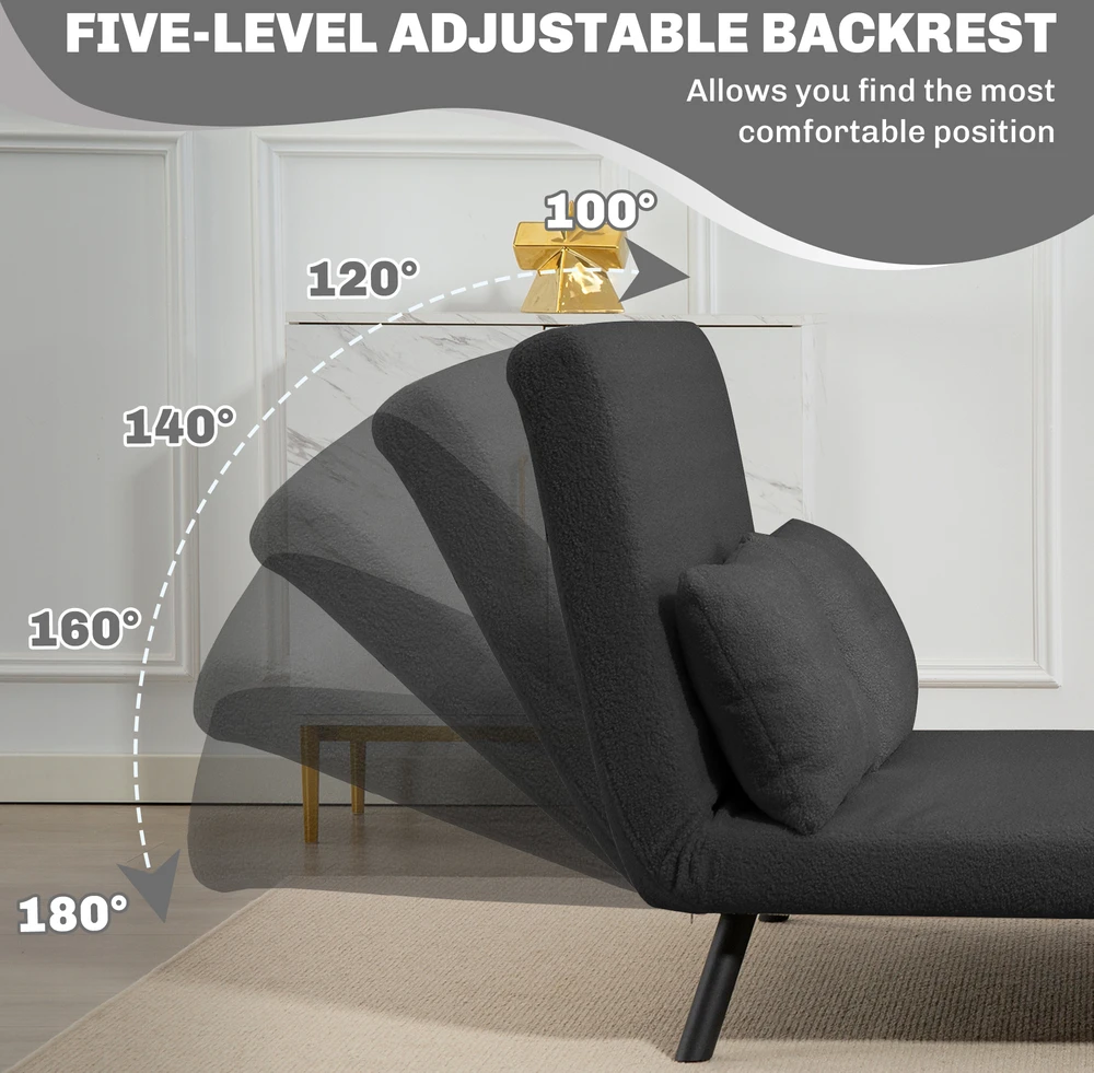 Sofa-lova su 5 padėčių reguliuojamu atlošu, tamsiai pilkas, 102 × 73 × 81 cm