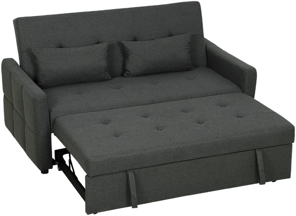 Sofa-lova su ištraukiamu mechanizmu ir reguliuojamu atlošu, tamsiai pilka, 160 x 85 x 85 cm