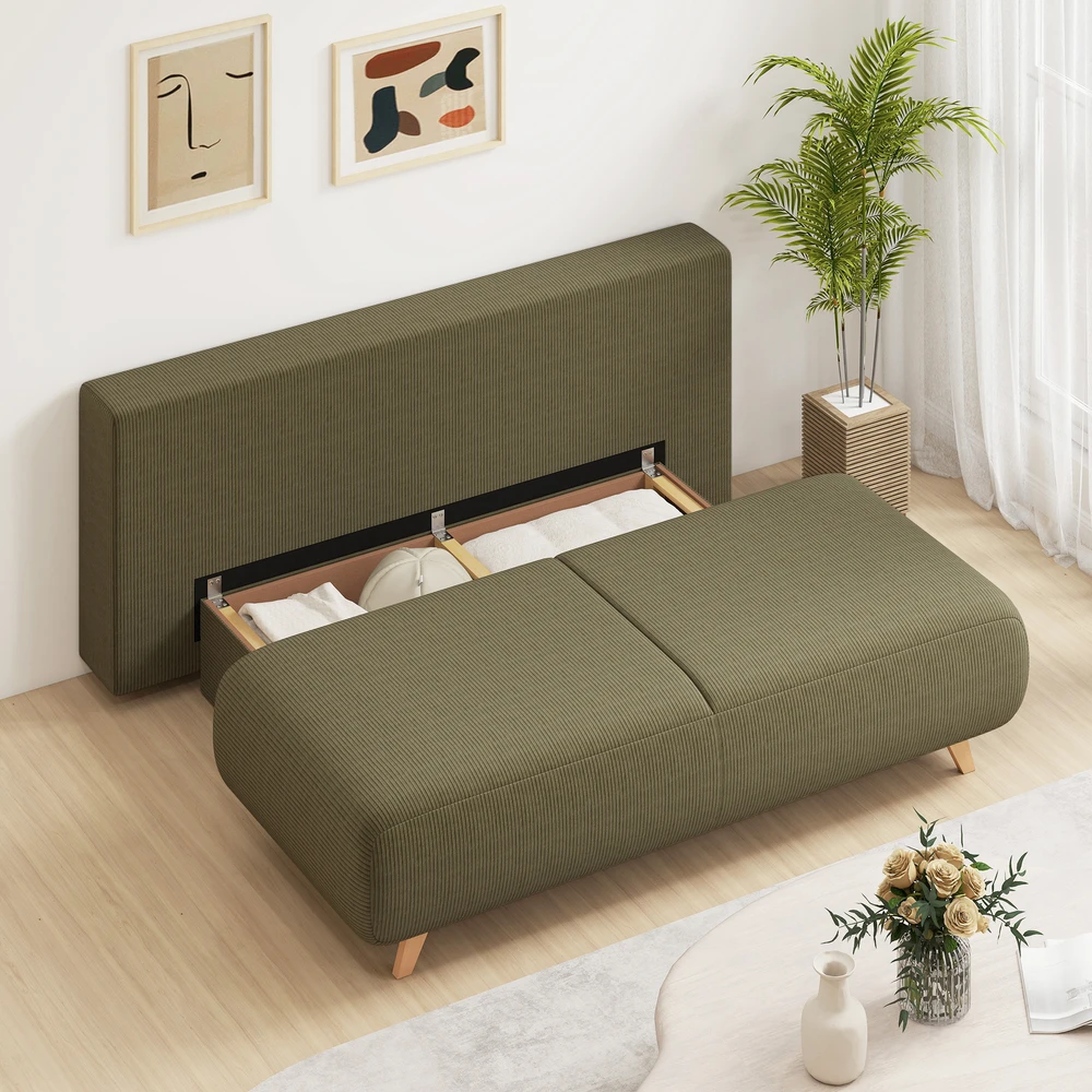 Sofa-lova su patalynės dėže ir „Nosag“ spyruoklėmis, tamsiai žalia, 188 × 100 × 84 cm