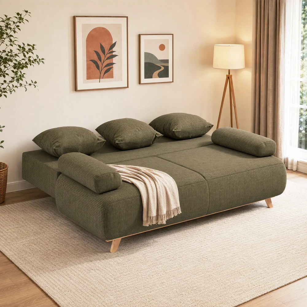 Sofa-lova su patalynės dėže ir „Nosag“ spyruoklėmis, tamsiai žalia, 188 × 100 × 84 cm