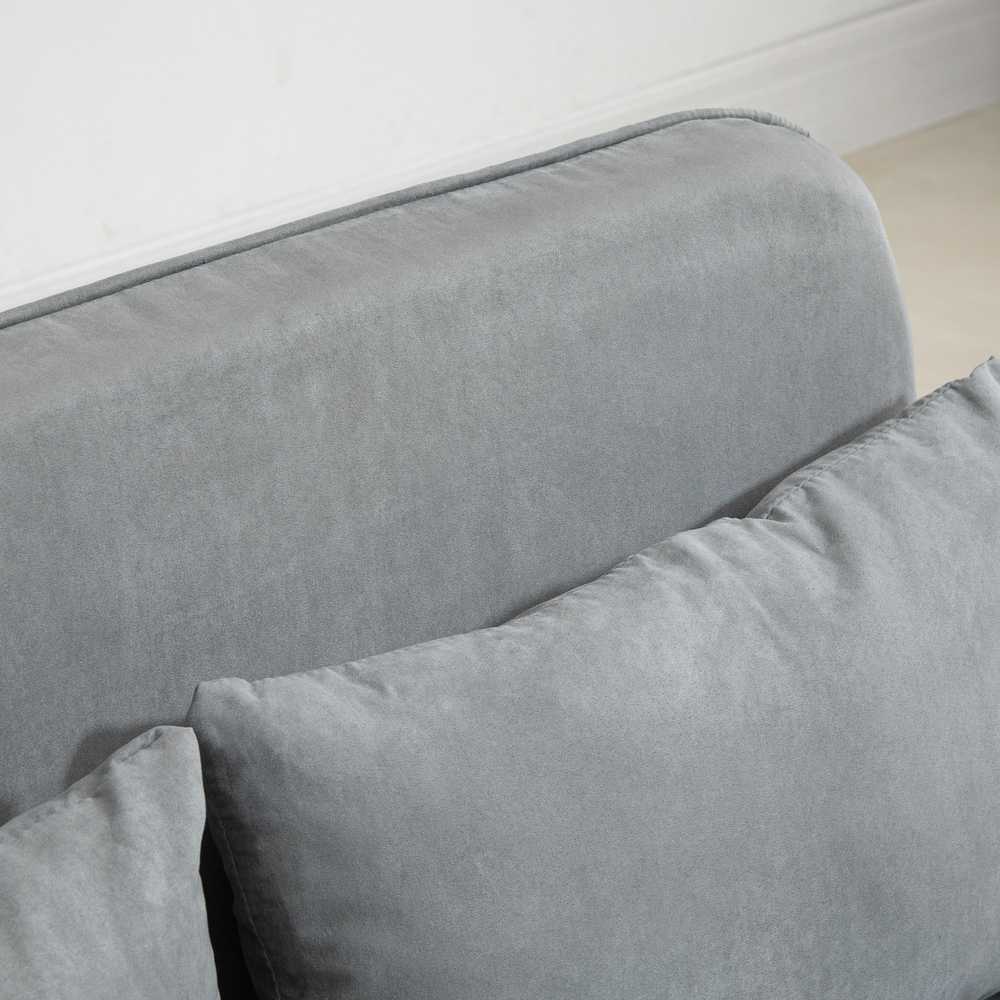 HOMCOM dvivietė sofa-lova su miegojimo funkcija ir pagalve, reguliuojama sofa, iki 150 kg, šviesiai pilka