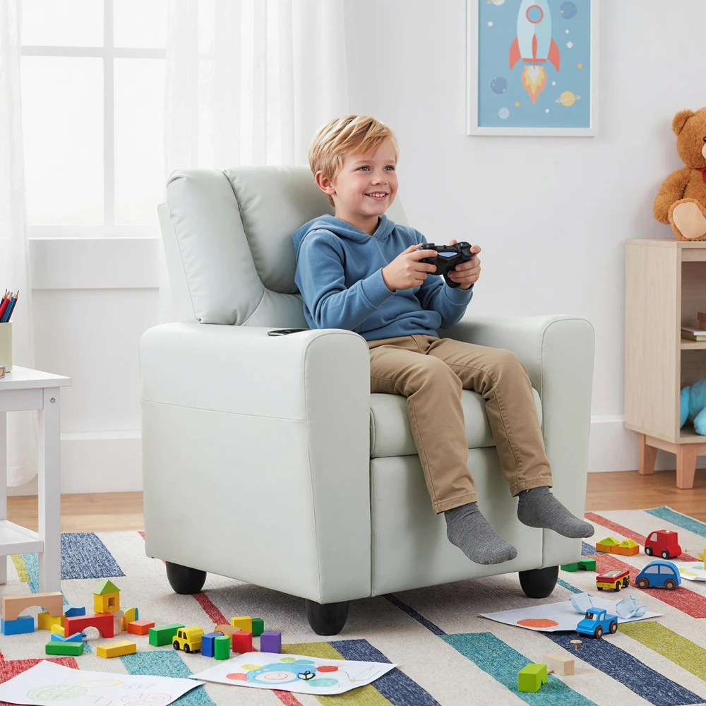 Sofa Vaikiškas atlošiamas fotelis pilkas