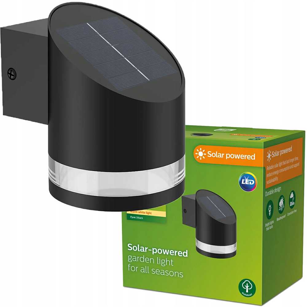 Sieninis šviestuvas Solarinė sieninė lempa - PHILIPS - Fyce - 1.5 W - Šilta balta - Lauko