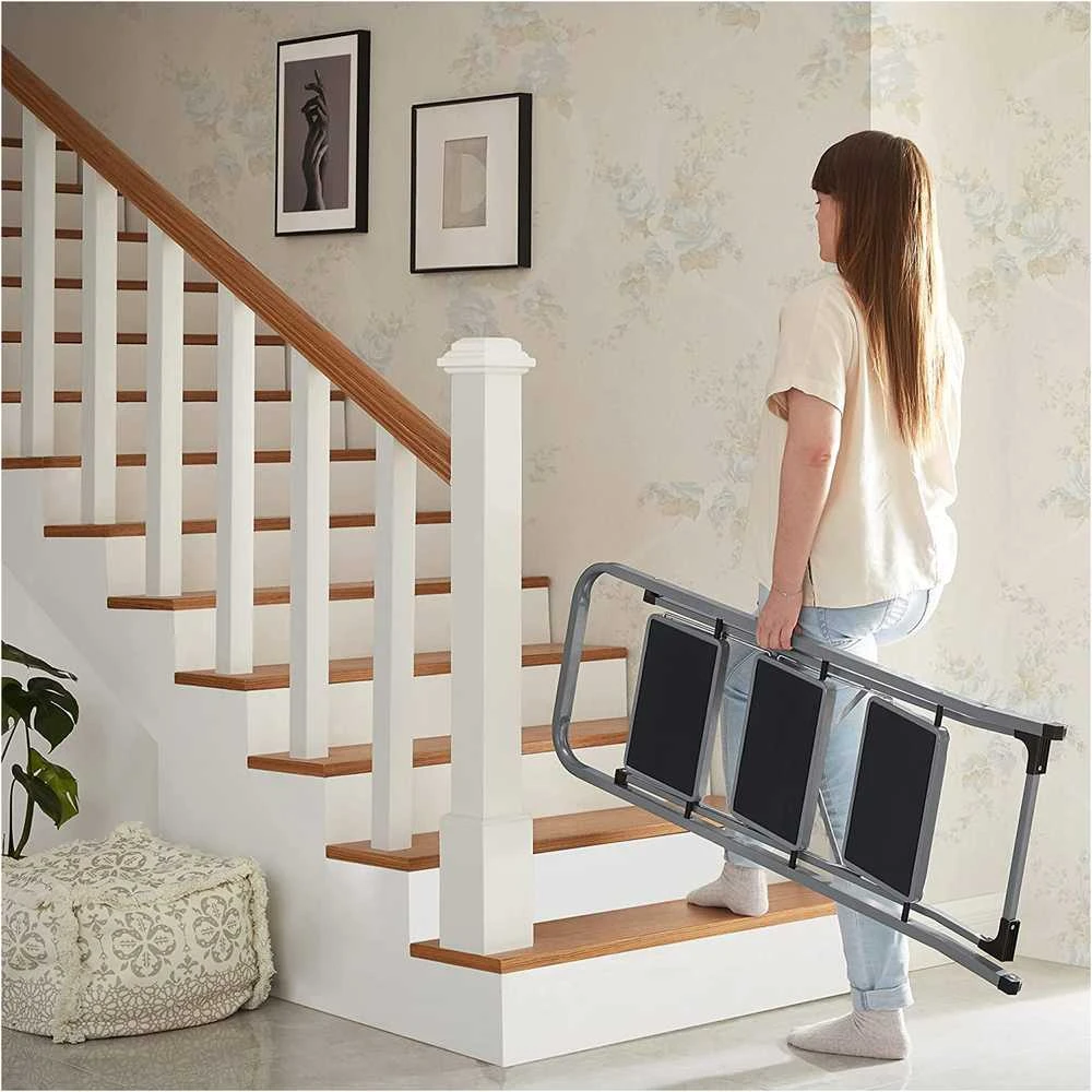 Songmics Laipteliai su 3 pakopomis pilkai juodos spalvos
