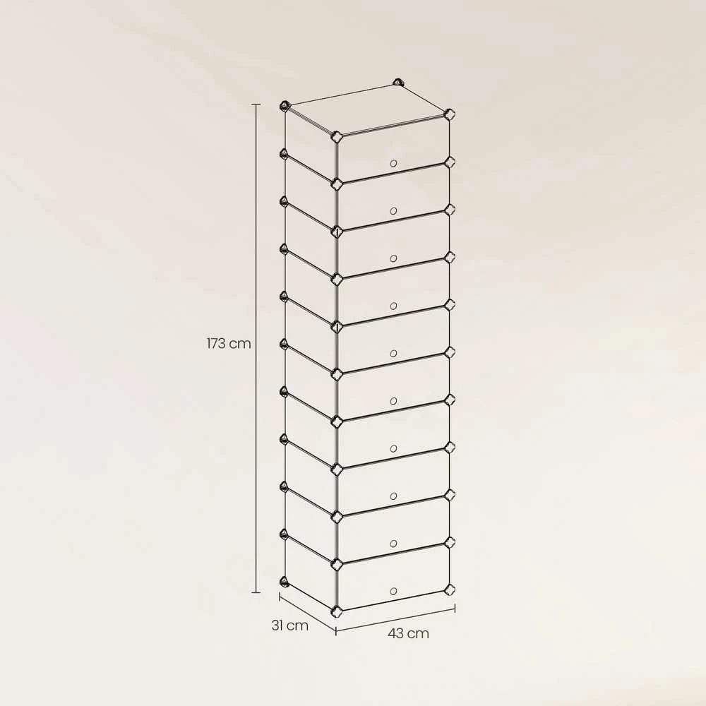 SONGMICS modulinė lentyna su 10 skyrių, juoda, 173 cm