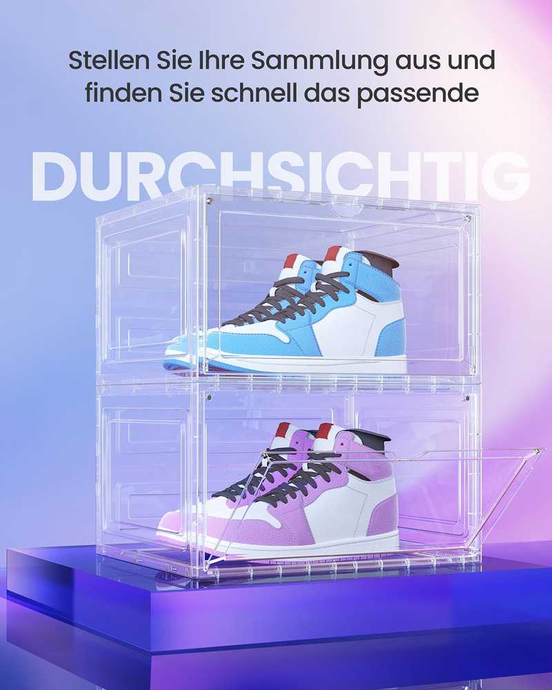 SONGMICS sudedamos plastikinės batų dėžės su durelėmis
