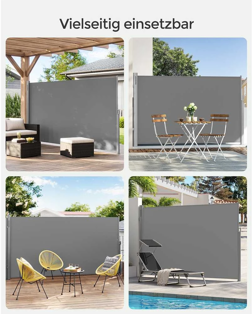 Songmics Išskleidžiama 160 x 400 cm šoninė markizė balkonui