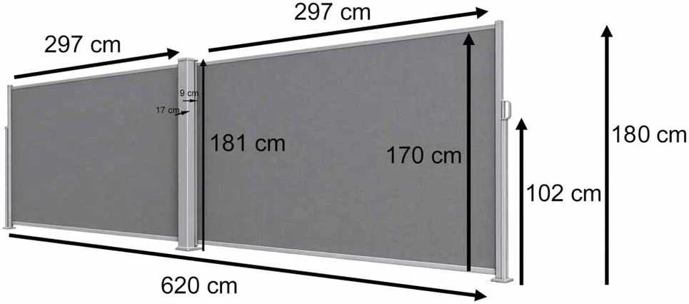 Šoninė markizė 180 x 620 cm