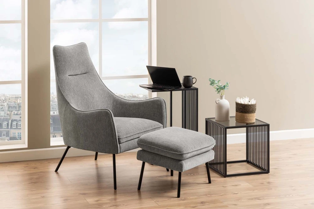 Fotelis Home4You Šoninis staliukas STRINGTON 35x43xH63cm, juodas