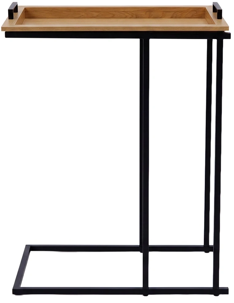 Šoninis staliukas su nuimamu padėklu, juodas, 45 × 28 × 60 cm