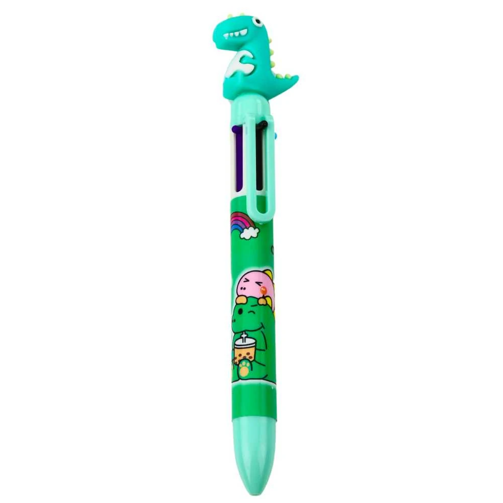 Spalvotas rašiklis su dinozauro figūrėle, 6 spalvos, 17 cm