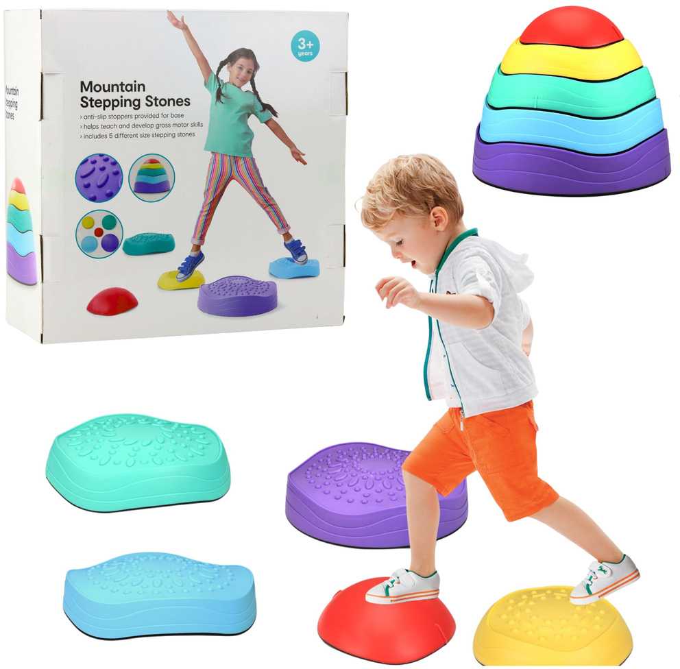 Lean Toys Spalvoti balansavimo akmenukai vaikams 5 vnt.