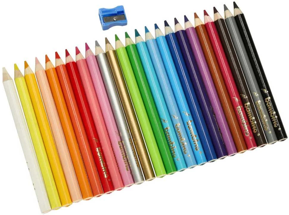 Lean School BAMBINO Pieštukai mediniame rėmelyje 24 spalvos + galąstuvas
