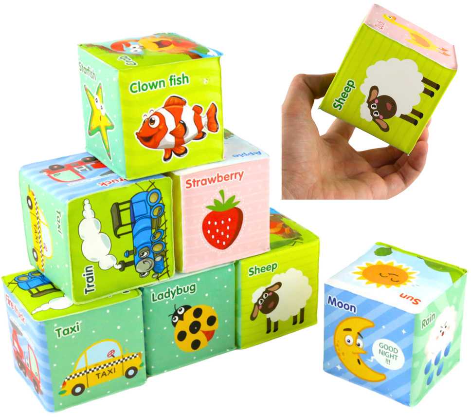 Lean Toys Spalvotos kaladėlės su paveikslėliais - 8 vnt.