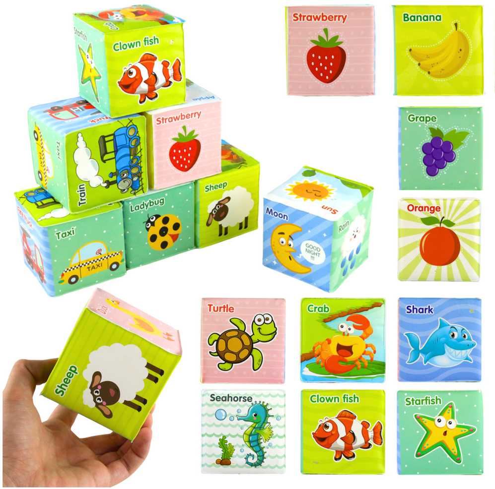 Lean Toys Spalvotos kaladėlės su paveikslėliais - 8 vnt.