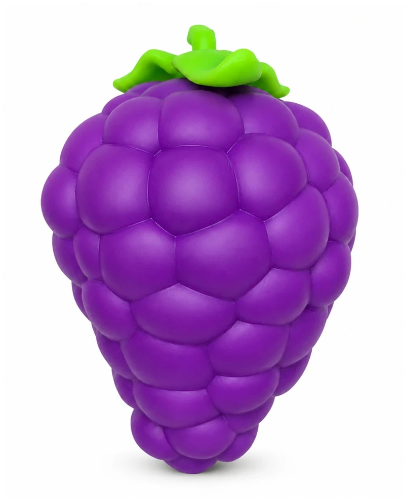 Spaudžiamas sensorinis žaislas vynuogė, violetinis su žaliais elementais, 20 x 12 x 10 cm